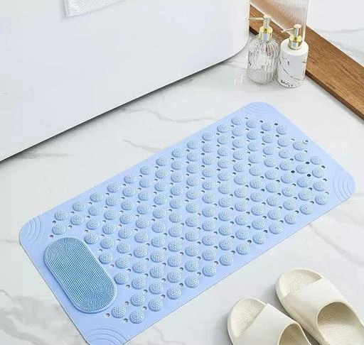 Long Tpe Bathtub Mat With Suction Cups, Drain Holes, Anti-slip