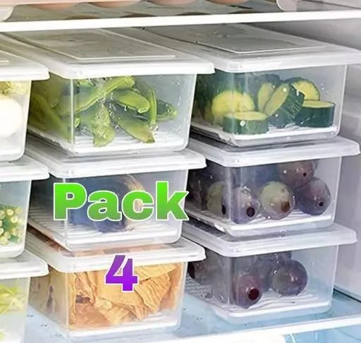 Fruit Vegetable Storage Containers for Fridge 4 Pack Draining