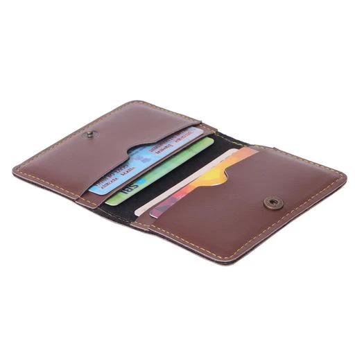 Brown Genuine Leather Solid Card Holder Wallet