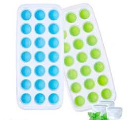 21 Cavity Pop Up Ice Cube Trays with Lid for Freezer with Easy Release  Flexible Silicone Bottom