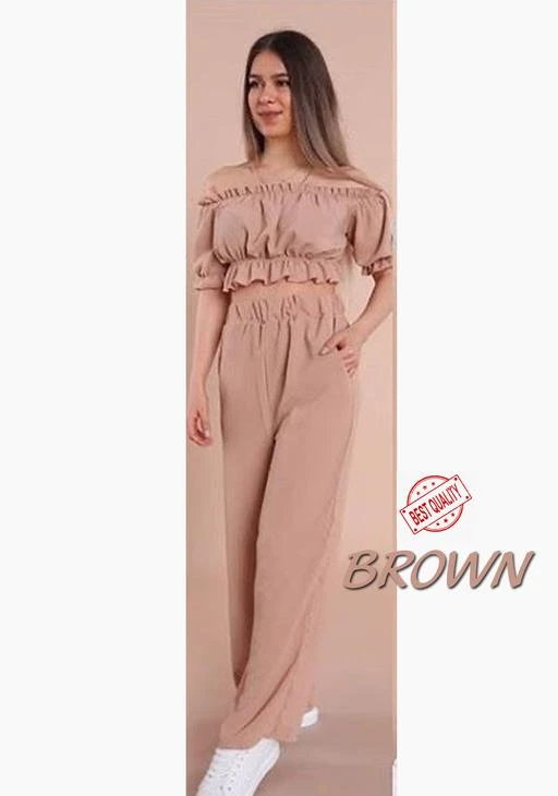 Checkout this latest Top & Bottom Sets
Product Name: *Fancy Fashionista Women Top & Bottom Sets*
Top Fabric: Rayon
Bottom Fabric: Rayon
Sleeve Length: Short Sleeves
Net Quantity (N): 1
Sizes: 
L (Top Bust Size: 40 in, Top Length Size: 16 in, Bottom Waist Size: 32 in, Bottom Length Size: 38 in) 
It has been pair of tops and bottom wear for woman's with liva approval rayon fabric
Country of Origin: India
Easy Returns Available In Case Of Any Issue


SKU: WD_T&B 01 BROWN
Supplier Name: WAGHAA

Code: 034-31369098-9921

Catalog Name: Classic Partywear Women Top & Bottom Sets
CatalogID_7492595
M04-C07-SC1290