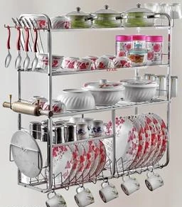 AVAIL Stainless steel 5 Self 31 x 30 Inches Kitchen Dish Rack / Plate  Cutlery Stand / Kitchen