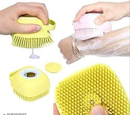 Silicon Massage Bath Brush Hair, Silicon Wash Scrubber, Cleaner & Massager, Soap  Dispenser