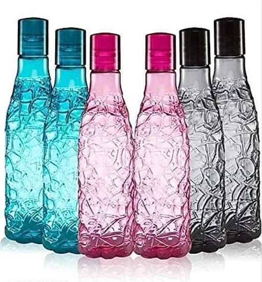 Stysol Fridge Bottles Set of 6 Combo Water Bottles For Home Office Gym Yoga  Transparent Round