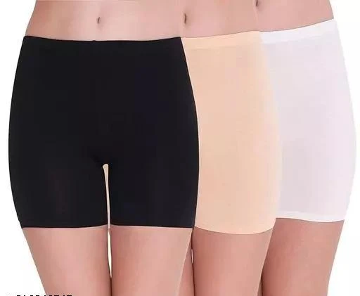  Jaanvi Fashion 3 Pack Ladies Slip Shorts Cotton