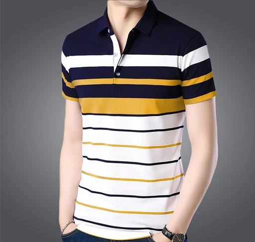 Checkout this latest Tshirts
Product Name: *Eyebogler Men's Regular Fit Polo Collar Cotton Fabric Half Sleeve Striped Pattern Tshirt*
Fabric: Cotton
Sleeve Length: Short Sleeves
Pattern: Printed
Net Quantity (N): 1
Sizes:
S (Chest Size: 18 in, Length Size: 26.5 in) 
M (Chest Size: 19 in, Length Size: 27 in) 
L (Chest Size: 20 in, Length Size: 27.5 in) 
XL (Chest Size: 21 in, Length Size: 28 in) 
XXL (Chest Size: 22 in, Length Size: 28.5 in) 
EYEBOGLER mens tshirt specially designed for boys &  mens Purely mande of cotton fabric. cotton tshirt comes with black  & white. Its Unique striped design, designed  by our Professional designer colorblock colourblock.Variations are available in polo, round, v, band, necks
Country of Origin: India
Easy Returns Available In Case Of Any Issue


SKU: T285HS-AS7WHDNMT_GT1
Supplier Name: Men Rocks Private Limited

Code: 753-31707175-9921

Catalog Name: Eyebogler Men Tshirts
CatalogID_7582309
M06-C14-SC1205