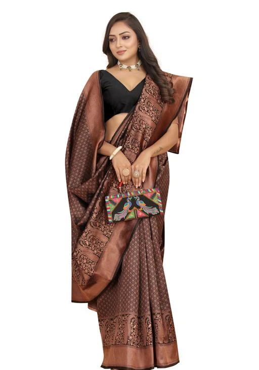  Nency Fashion Women Banarasi Silk Zari Woven Work Jacquard Saree  With