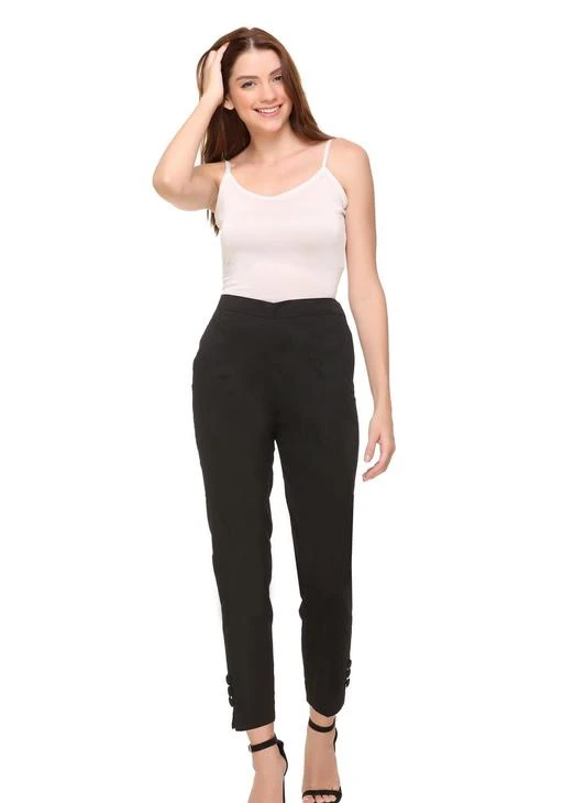 Checkout this latest Trousers & Pants
Product Name: *Comfy Latest Women Women Trousers *
Fabric: Cotton
Pattern: Solid
Net Quantity (N): 1
Sizes: 
28 (Waist Size: 28 in, Length Size: 35 in, Hip Size: 36 in) 
30 (Waist Size: 28 in, Length Size: 37 in, Hip Size: 38 in) 
OAK TEES  TERENDY WOMEN CASUAL COTTON LYCRA  COMFORTABLE TROUSER
Country of Origin: India
Easy Returns Available In Case Of Any Issue


SKU: BLACK WOMEN PANT
Supplier Name: Samyak Darshan Knitwear

Code: 324-31751257-999

Catalog Name: Classic Latest Women Women Trousers 
CatalogID_7592613
M04-C08-SC1034