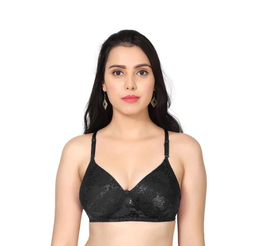 Fancy Stylish Women Everyday Heavily Padded Bra (BLACK)