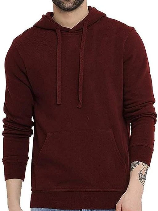 Oversized Fit Cotton Hoodie - Burgundy - Men