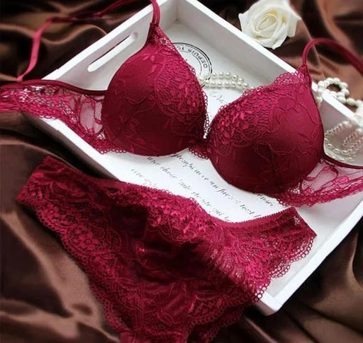 New style & Fancy women maroon colour lingerie Set