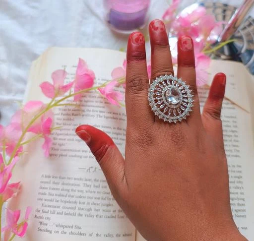 Silver Stone Alloy Finger Ring For Women - Ring For Girls