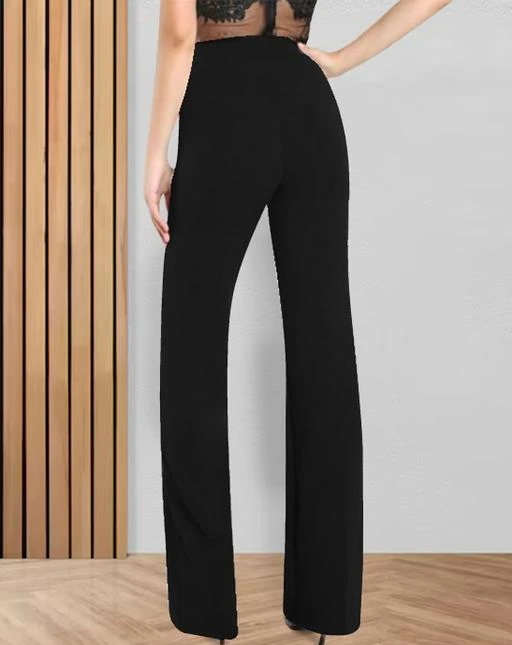 Dream Beauty Fashion Women's Solid Bell Bottoms Black Trousers & Pants