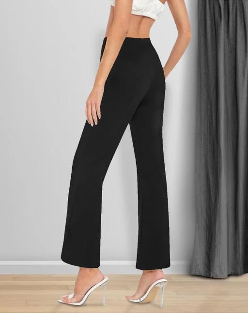 Dream Beauty Fashion Women's Solid Bell Bottoms Black Trousers & Pants