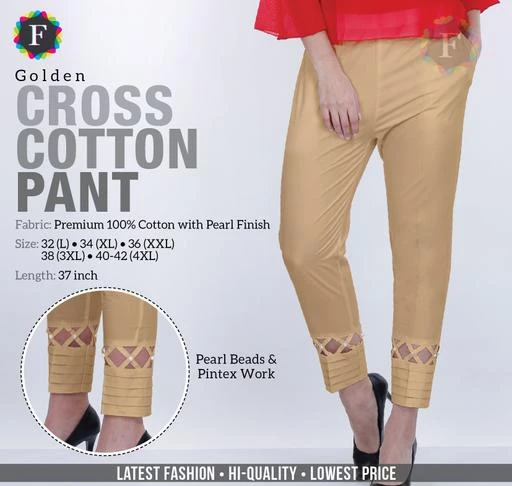 Buy Black & Beige Combo of Pencil/Fabulous Pants for Women Ankle Length,  Cotton Fabric mid Waist Fully Stitched with Size:- L, XL, XXL, 3XL at