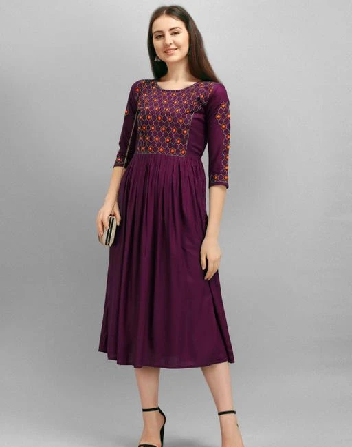 Checkout this latest Dresses
Product Name: *Comfy Designer Women Dresses*
Fabric: Rayon
Sleeve Length: Three-Quarter Sleeves
Pattern: Embroidered
Multipack: 1
Sizes:
S, M (Bust Size: 38 in) 
L (Bust Size: 40 in) 
XL (Bust Size: 42 in) 
XXL (Bust Size: 44 in) 
Country of Origin: India
Easy Returns Available In Case Of Any Issue


Catalog Rating: ★4.1 (94)

Catalog Name: Classy Feminine Women Dresses
CatalogID_7768393
C79-SC1025
Code: 974-32440280-9991