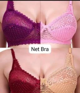 New Stylish Women Fashionable Breathable, Beautiful Back, Full Comfortable  Seamless Bra ( Colour Pink Bra Quantity Pack of 1)[ NOTE : ( Size issue  please use bra extender / Hooks 1 Pice Free . ) ]