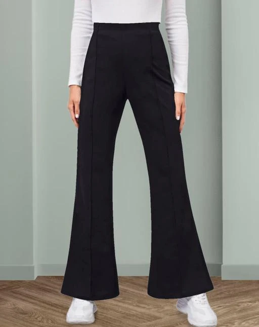  Polyester Blend Solid Women Trousers Black Pants 38inches / Fancy