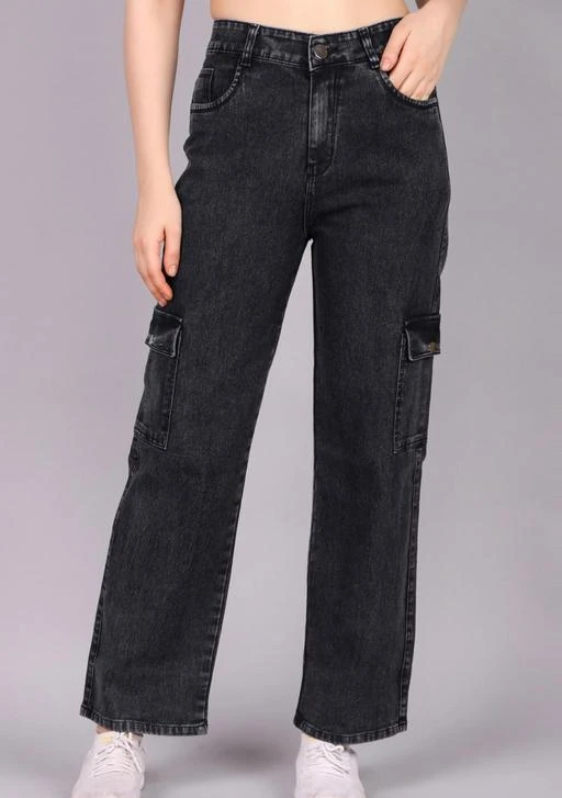 fcity.in - Women Straight Flared Fit High Rise Denim Jeans / Comfy