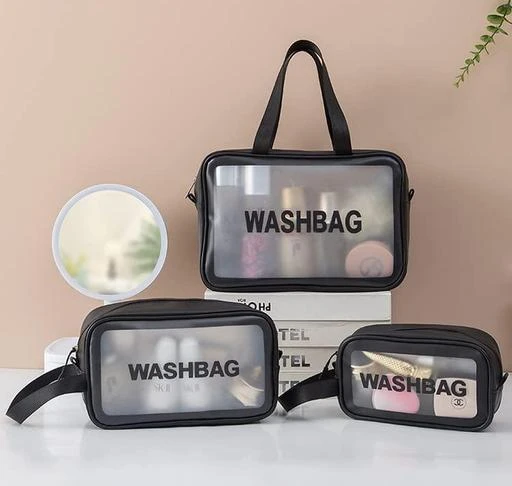 Multipurpose Clear washbag Pouch Set of 3, Clear Pouch for Makeup and wash  Bag for Travel