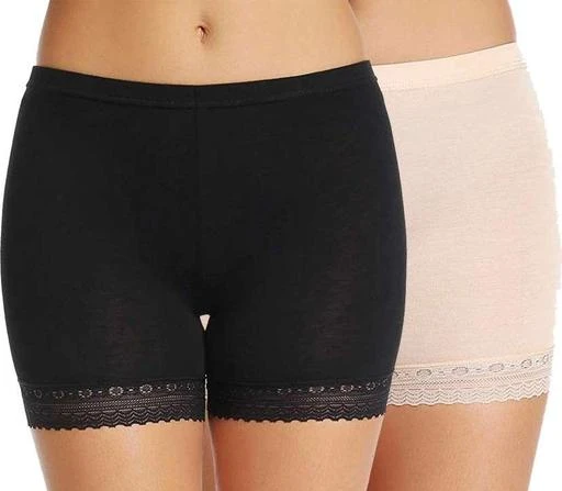  Nikkamma Women And Girl Cotton Lycra Stretchable Lace Cycling  Shorts