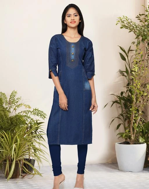 Ladies Denim Kurta  Blue PLUS SIZES AVAILBLE  FROM S TO 6XL   india and  things