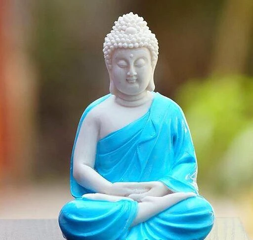 Polyresin Blue Meditating Buddha Statue Showpiece Figurine for