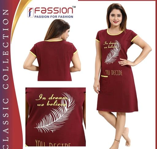 Checkout this latest Nightdress
Product Name: *Comfy Women's Cotton Printed Nightdress*
Fabric: Cotton
Sleeve Length: Short Sleeves
Pattern: Printed
Net Quantity (N): 1
Sizes:
S, M, L, XL, XXL
Country of Origin: India
Easy Returns Available In Case Of Any Issue


SKU: NS134
Supplier Name: FASSION CREATION

Code: 335-3328382-6111

Catalog Name: Trendy Women's Cotton Printed Nightdress Vol 9
CatalogID_460652
M04-C10-SC1044