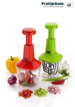 Blade Food Chopper Manual Hand-press Vegetable Chopper Mixer Cutter (1100ml)