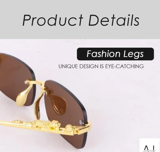 Mens Gold Brown Rimless Karan Aujla Sunglasses Summer Fashion Sunnies With  UV400 Protection And Box From Jenlsky, $46.03