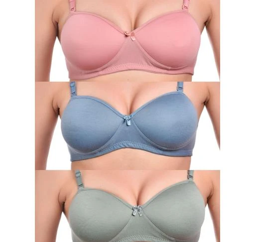 Wireless Padded Bras With Adjustable Straps Pack Of 3