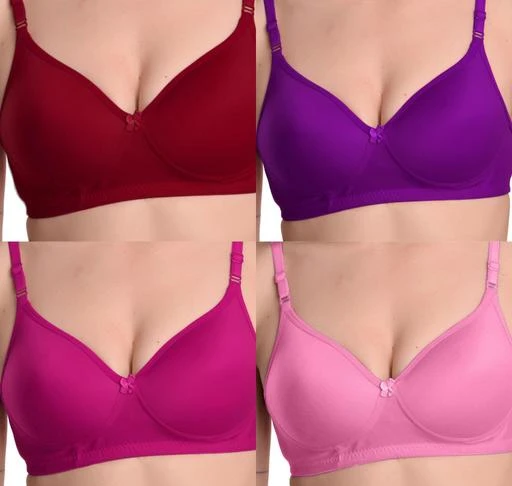 Braverse Comfortable Cotton Blend Padded Bra Combo For Womens  Pack