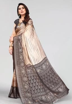 Roop Sundari Sarees Women's Chiffon Brasso Printed Saree