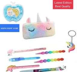 UNICORN BIG PENCIL POUCHES WITH MULTIPOCKETED. ZIPPER CLOSER HARD POUCH  STORAGE BOX. STATIOENRY HOLDER BIG UNICORN