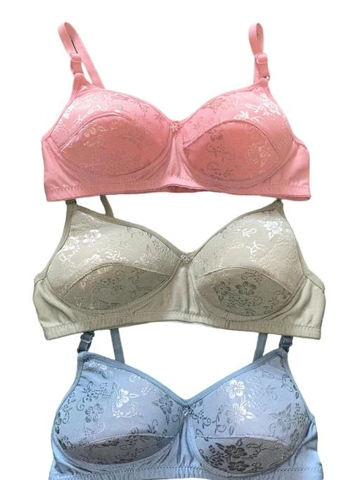  Indian Women Padded Bra Pack Of 3 Unique Net Colourligtly Padded