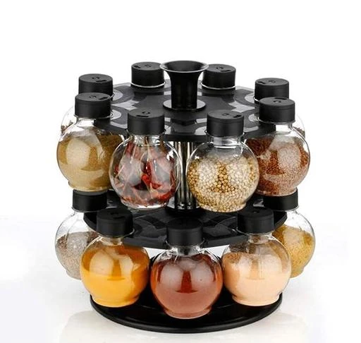 Multipurpose Plastic Big Revolving Spice Rack 16 in 1 / Masala Rack Set/  Spice Container