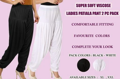 Checkout this latest Patialas
Product Name: * Fabulous Viscose Women's Patiala Pant Combo( Pack Of 2 )*
Fabric: Viscose 
Size: XL - Up To 24 in To 32 in, XXL - Up To 26 in To 34 in, 
Length - XL - Up To  40 in, XXL - Up To 41 in 
Type: Stitched
Description: It Has 2 Pieces Of Women's Patiala Pants
Pattern: Solid
Easy Returns Available In Case Of Any Issue


SKU: GT-100P-BLACK-WHITE
Supplier Name: Glow Trendz

Code: 463-3439472-2901

Catalog Name: Divine Fabulous Viscose Women's Patiala Pant Combo Vol 3
CatalogID_478129
M03-C06-SC1018