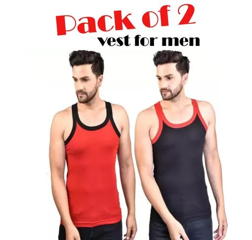  Men Active Black Gym Vest Sando Baniyan Pack Of 2