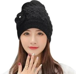 DGH® Stylish Modern Warm Soft Woolen Knitted Winter Hat Cap for Girls &  Womens Color As Per Availability