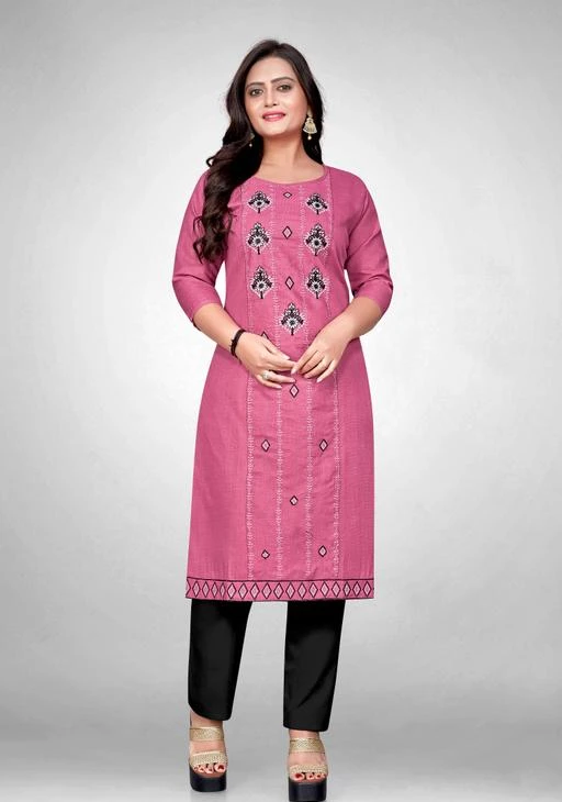  Collection Women Cotton Slub Material And Embroidered Kurta For  Women