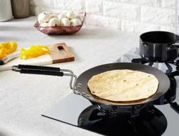 Roti Flat Iron Tawa Wider Base Cast (Stainless Steel Handle) 10 Inch-Roti  Tava