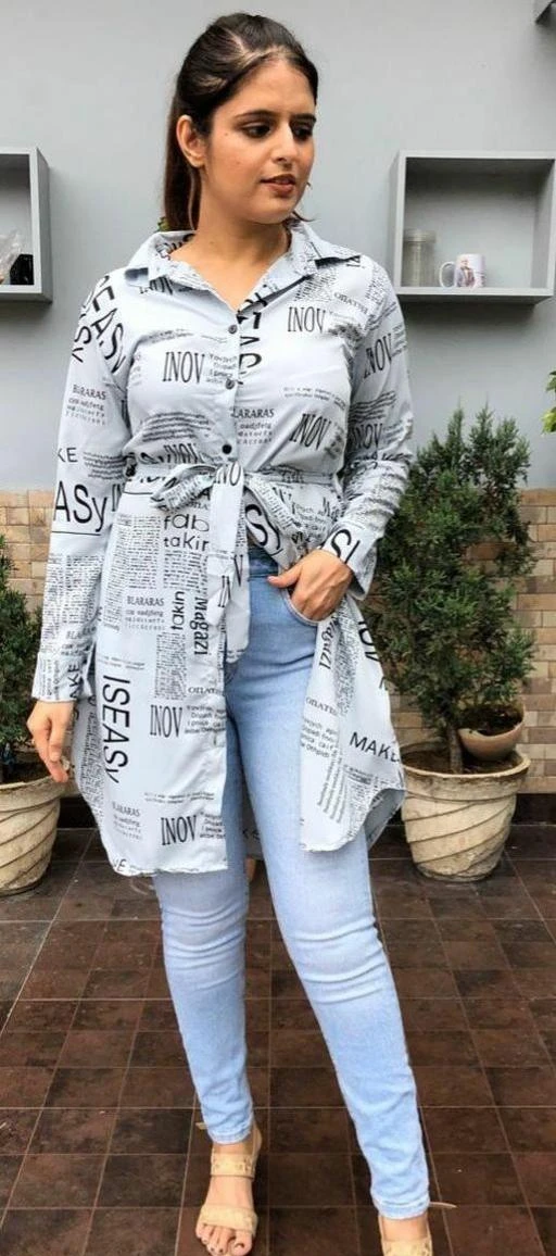 Checkout this latest Shirts
Product Name: *Classic Sensational Women Shirts*
Fabric: Crepe
Sleeve Length: Long Sleeves
Pattern: Printed
Net Quantity (N): 1
Sizes:
S (Bust Size: 36 in, Length Size: 37 in, Waist Size: 34 in) 
M (Bust Size: 38 in, Length Size: 37 in, Waist Size: 36 in) 
L (Bust Size: 40 in, Length Size: 37 in, Waist Size: 38 in) 
XL (Bust Size: 42 in, Length Size: 37 in, Waist Size: 40 in) 
XXL (Bust Size: 44 in, Length Size: 37 in, Waist Size: 42 in) 
Country of Origin: India
Easy Returns Available In Case Of Any Issue


SKU: KT 801 LIGHT GREY SHIRT
Supplier Name: khodiyar_tex

Code: 992-35268328-999

Catalog Name: Pretty Sensational Women Shirts
CatalogID_8457765
M04-C07-SC1022