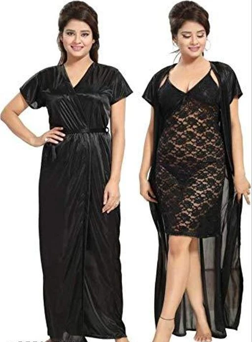 Checkout this latest Nightdress
Product Name: *OVIDA Satin Net Solid | Plain Night Dress, Nighty with Robe for Girl's and Women's Set of 2, (Color:-Black, Size-Free)*
Fabric: Satin
Sleeve Length: Shoulder Strap
Pattern: Lace
Net Quantity (N): 2
Add ons: Robe
Sizes:
Free Size
Introduce a breath of fresh air to your sleep routine with OVIDA Nighty. Designed exclusively for contemporary women, OVIDA offers range of nightwear that will perfectly complement your sense of style.You can make your sleeping hours more comfortable and your intimate moments more enjoyable when you opt for this night robe & night slip set from OVIDA. The night slip is adorned with beautiful net and lace work that makes it pleasing to the eyes. Made of soft and fine satin, the set is comfortable to wear and comes with a silky finish. The night robe features a tie-up fastening that makes it convenient to wear.
Country of Origin: India
Easy Returns Available In Case Of Any Issue


SKU: 2203BLACKNET_OVIDA
Supplier Name: OVIDA SECRET

Code: 633-35515752-9991

Catalog Name: Siya Alluring Women Nightdresses
CatalogID_8518055
M04-C10-SC1044