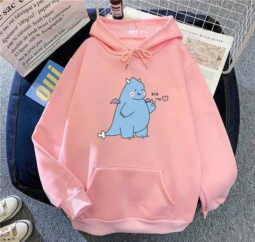  Women Cute Little Dinosaur Print Hoodie Sweater For School Loose