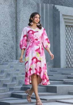 Buy Majestykart women white floral printed puff sleeves dress, dress, dress  for women, western dress for women, women dress partywear dress for women, dress  women, maxi dress, western wear for women, one piece dress, short dress, western  dress