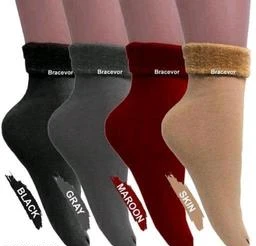 PinKit 5 Pairs Soft & Cozy Ladies Women Girls Fuzzy Socks Winter Warm  Feather Slipper Bed Socks (Without Thumb Socks) (Pack of Five Pairs) - Any  5 Coloured Socks