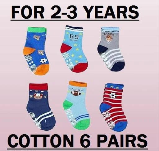 Boy & Girl Cotton Baby Socks Grip Kids Anti Skid Unisex Baby Socks Pack of  6 (