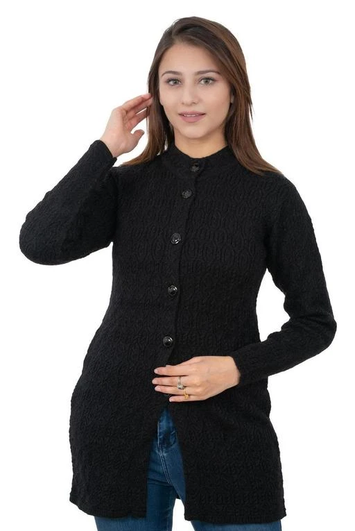 LADY WILLINGTON Designer Trendy Women Woolen Band Neck Daffodil Fabric  Cardigan Sweater Winter Wear Pure Wool