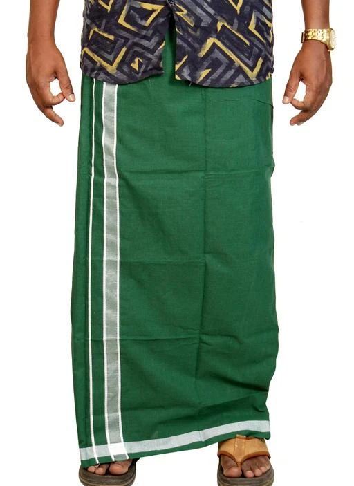  Temple Wear Cotton Dhoti For Men 40 Inch Waist Size Green Color