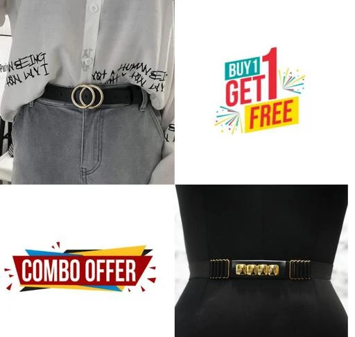 Fashion Belts for Women Black Leather Belt for Jeans Dress Pants